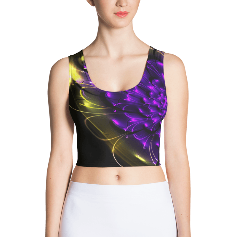 Women's Crop Top Flower Purple Gold